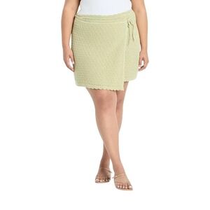 Future Collective Women's Green High Rise Crochet‎ Knit Wrap Mini Skirt Size XXL